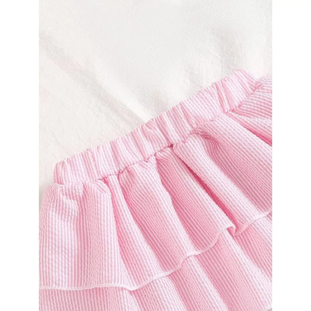 Children's Tie Strap Top & Layered Skirt Set